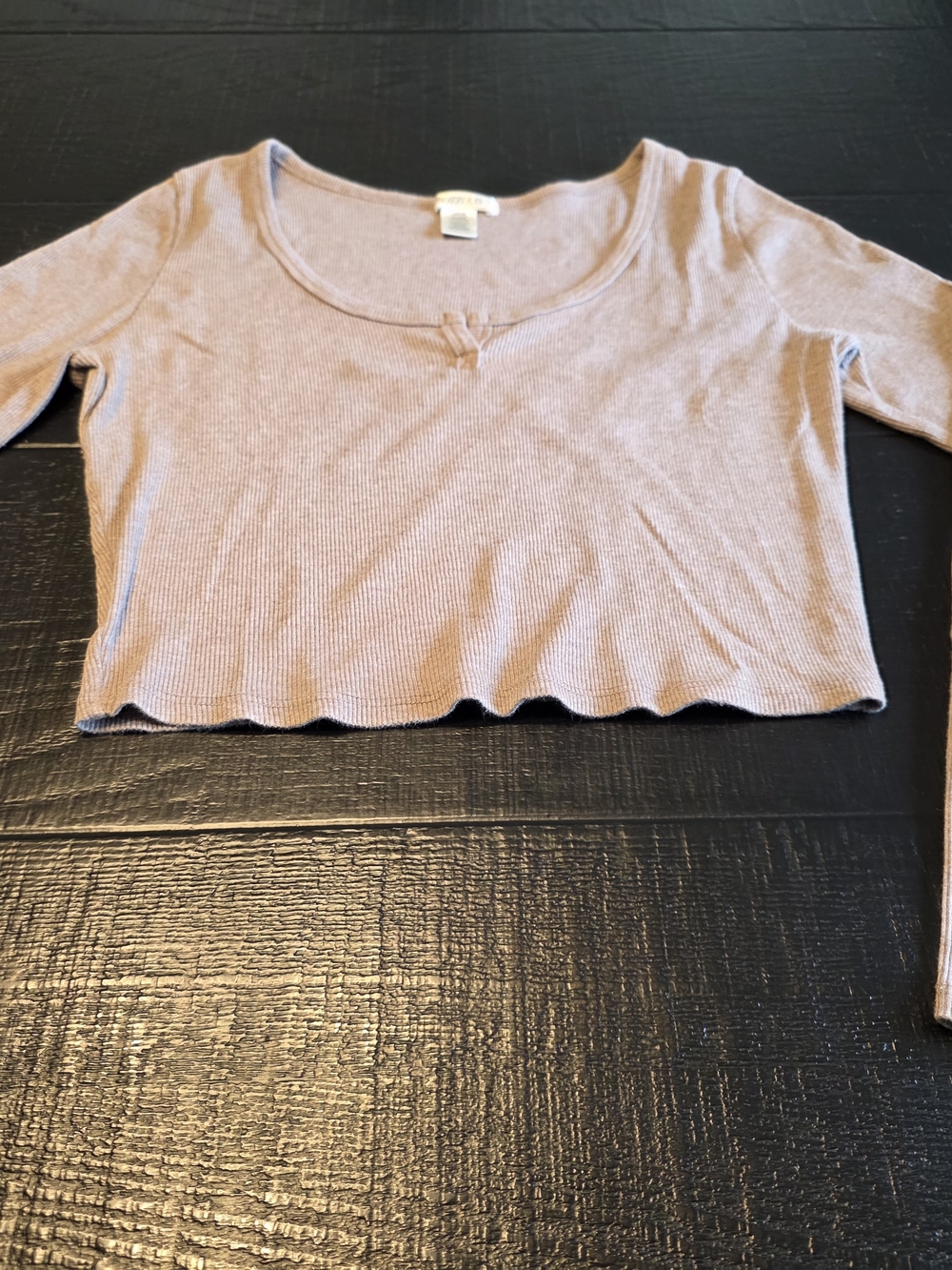 Bozzolo Mauve Ribbed Crop Top with Scoop Neck